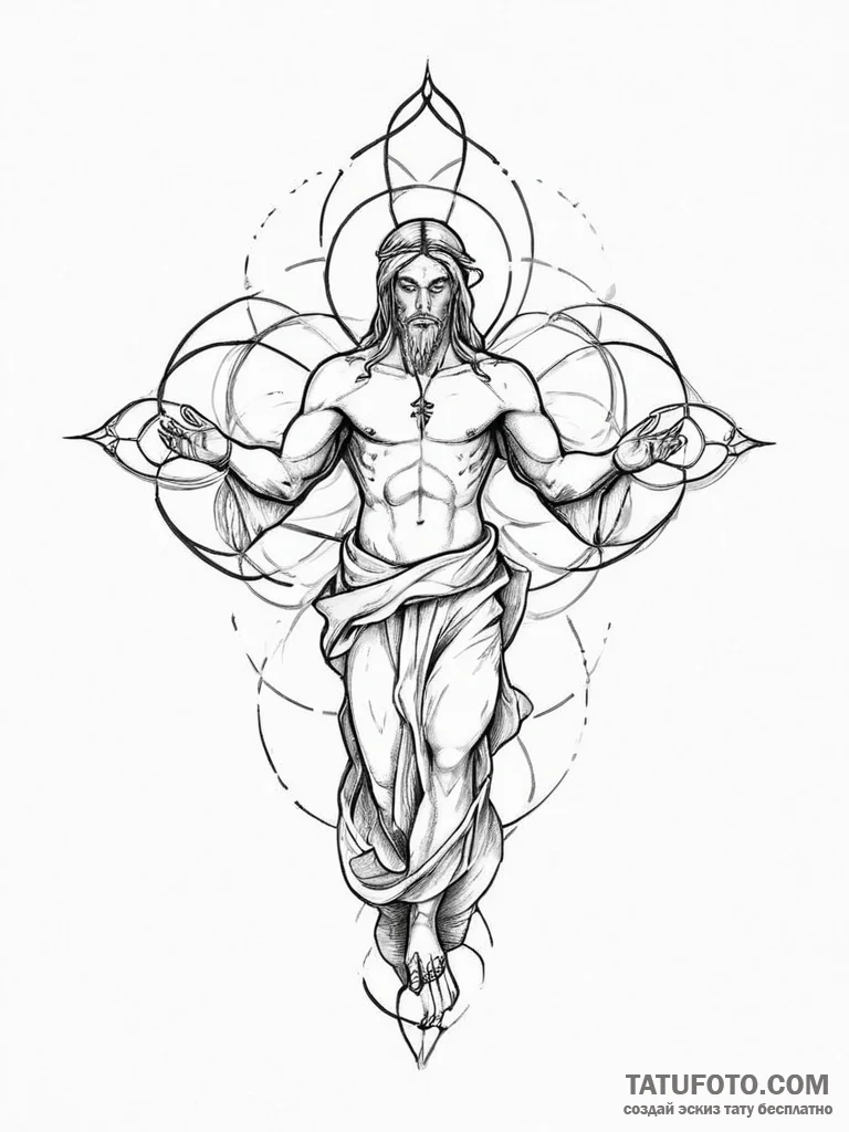 Tattoo sketch holy character - эскиз тату (№1756701127_0, 01.09.2025 04:32) — Tatufoto.com