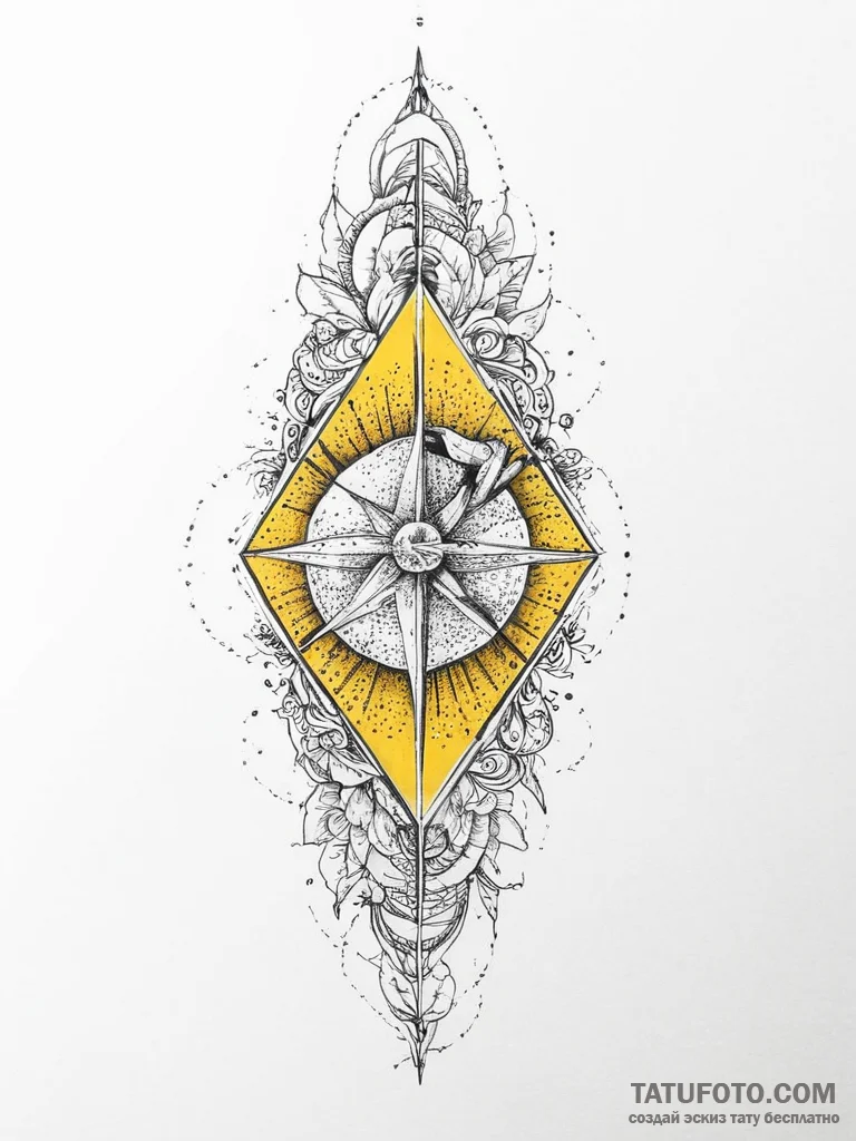 Tattoo sketch yellow, ink illustration for ta... - эскиз тату (№1756701322_0, 01.09.2025 04:35) — Tatufoto.com
