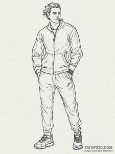 Tattoo sketch tracksuit with a quote, tattoo... - эскиз тату (№1756702493_0, 01.09.2025 04:54) — Tatufoto.com