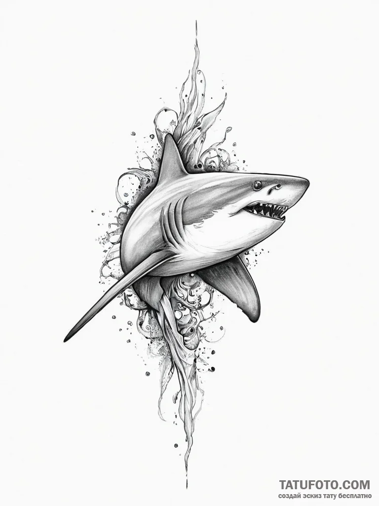 Tattoo sketch nurse shark - эскиз тату (№1756702688_0, 01.09.2025 04:58) — Tatufoto.com