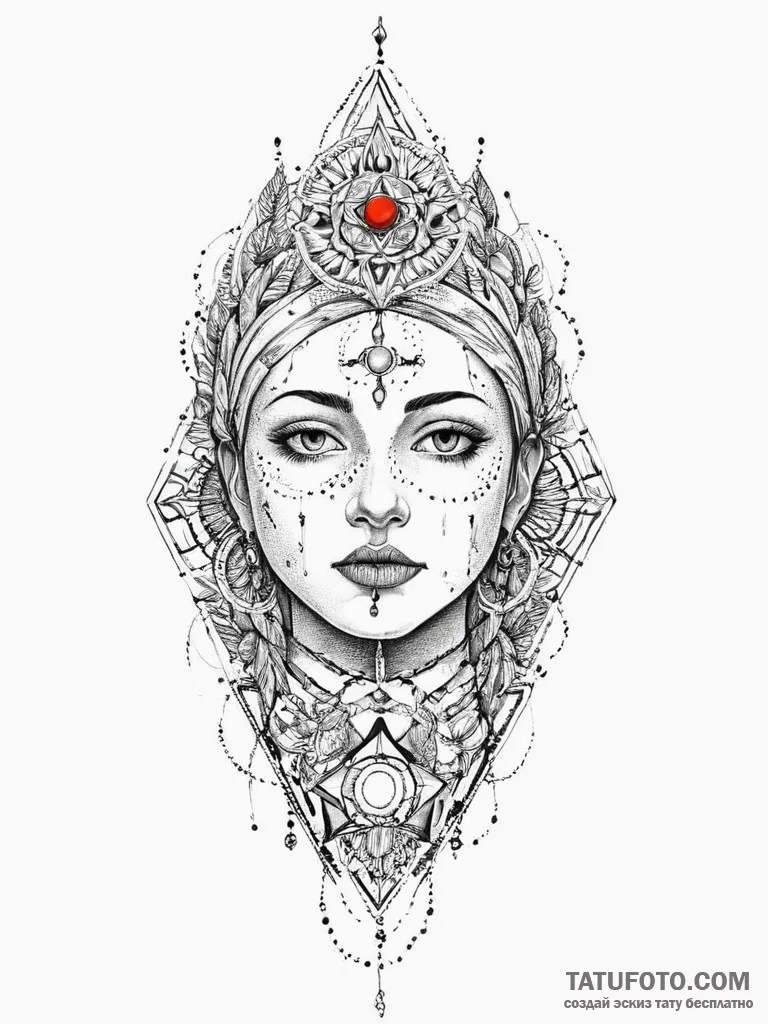 Tattoo sketch spiritual representation, conce... - эскиз тату (№1756705225_0, 01.09.2025 05:40) — Tatufoto.com