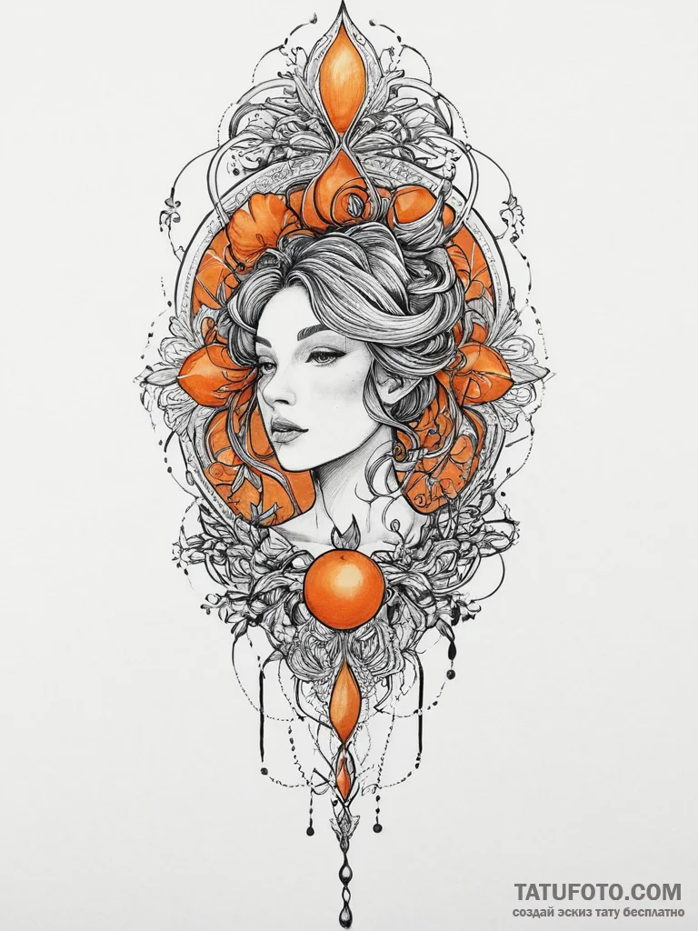 Tattoo sketch orange, tattoo sketch design, f... - эскиз тату (№1756705423_0, 01.09.2025 05:43) — Tatufoto.com
