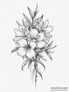 Tattoo sketch oleander, tattoo line art, clea... - эскиз тату (№1756705819_0, 01.09.2025 05:50) — Tatufoto.com