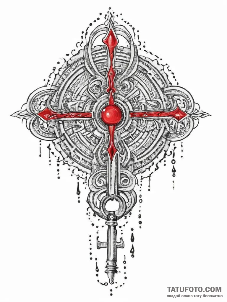 Tattoo sketch slavic labyrinth with a key, ta... - эскиз тату (№1756706215_0, 01.09.2025 05:56) — Tatufoto.com