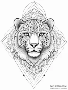 Tattoo sketch leopard, tattoo line art, on a... - эскиз тату (№1756707800_0, 01.09.2025 06:23) — Tatufoto.com