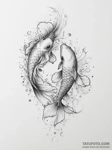 Tattoo sketch koi fish - эскиз тату (№1756709180_0, 01.09.2025 06:46) — Tatufoto.com