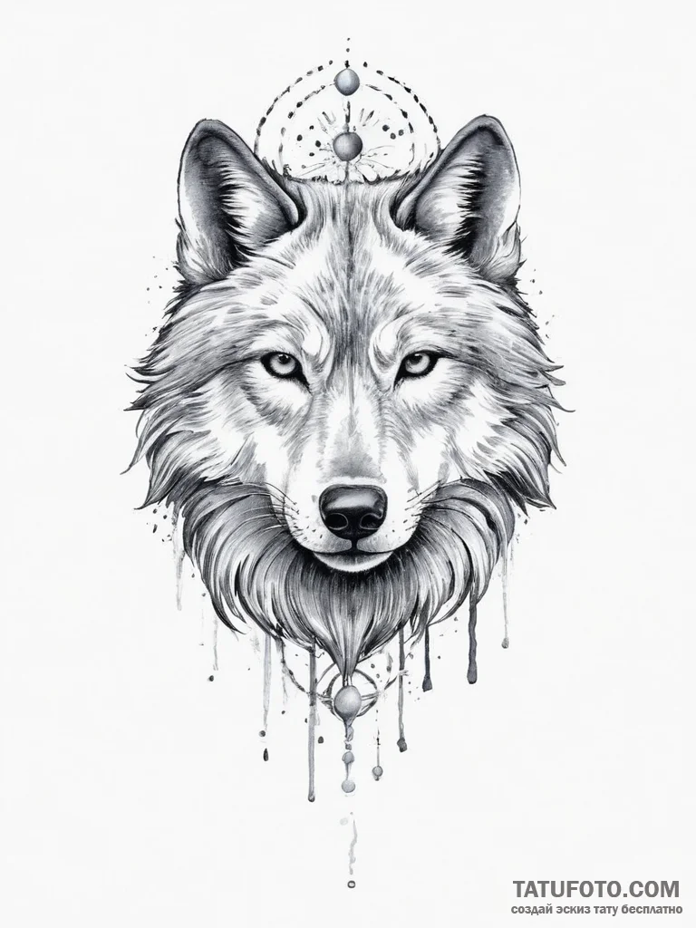 Tattoo sketch cosmic wolf, ink illustration f... - эскиз тату (№1756709969_0, 01.09.2025 06:59) — Tatufoto.com