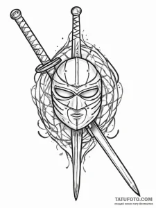 Tattoo sketch fencing sword and mask, ink ill... - эскиз тату (№1756710165_0, 01.09.2025 07:02) — Tatufoto.com