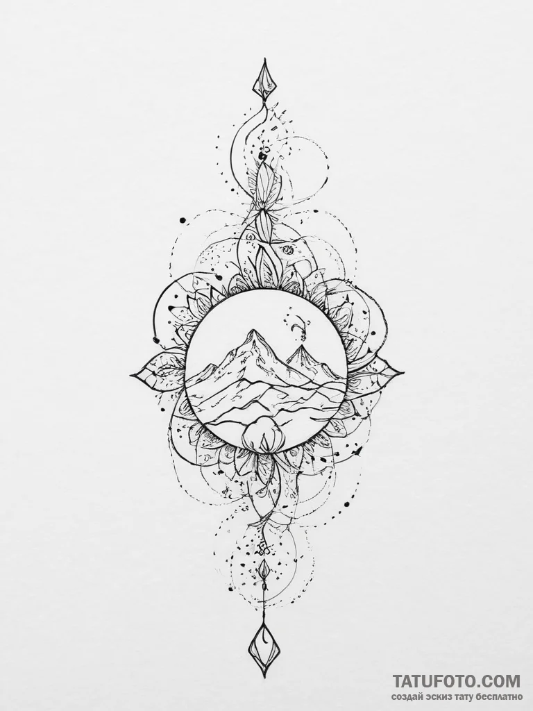 Tattoo sketch cosmic land, tattoo drawing out... - эскиз тату (№1756711550_0, 01.09.2025 07:25) — Tatufoto.com