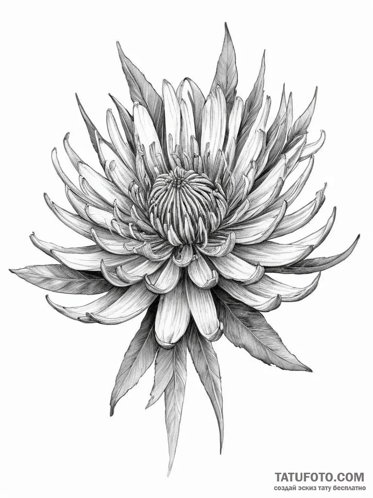 Tattoo sketch leucospermum - эскиз тату (№1756711749_0, 01.09.2025 07:29) — Tatufoto.com