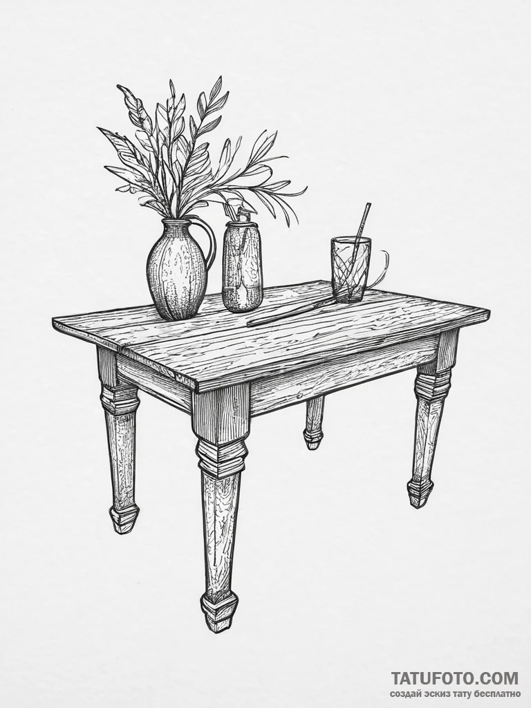 Tattoo sketch woodworking a table, artistic t... - эскиз тату (№1756713727_0, 01.09.2025 08:02) — Tatufoto.com