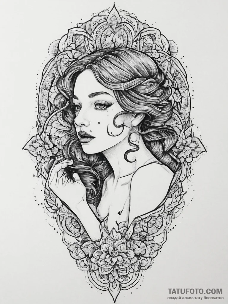 Tattoo sketch blessed being, tattoo flash she... - эскиз тату (№1756714320_0, 01.09.2025 08:12) — Tatufoto.com
