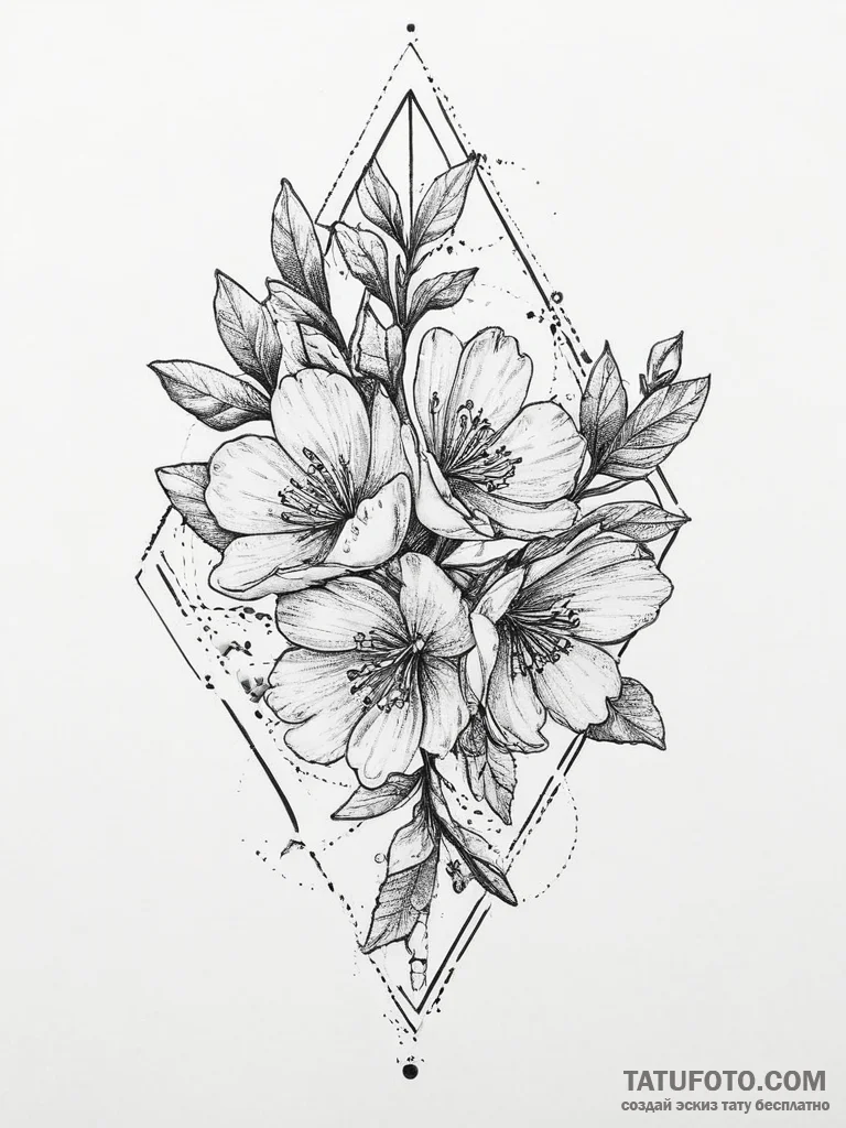 Tattoo sketch quince blossom branch, tattoo f... - эскиз тату (№1756714912_0, 01.09.2025 08:21) — Tatufoto.com