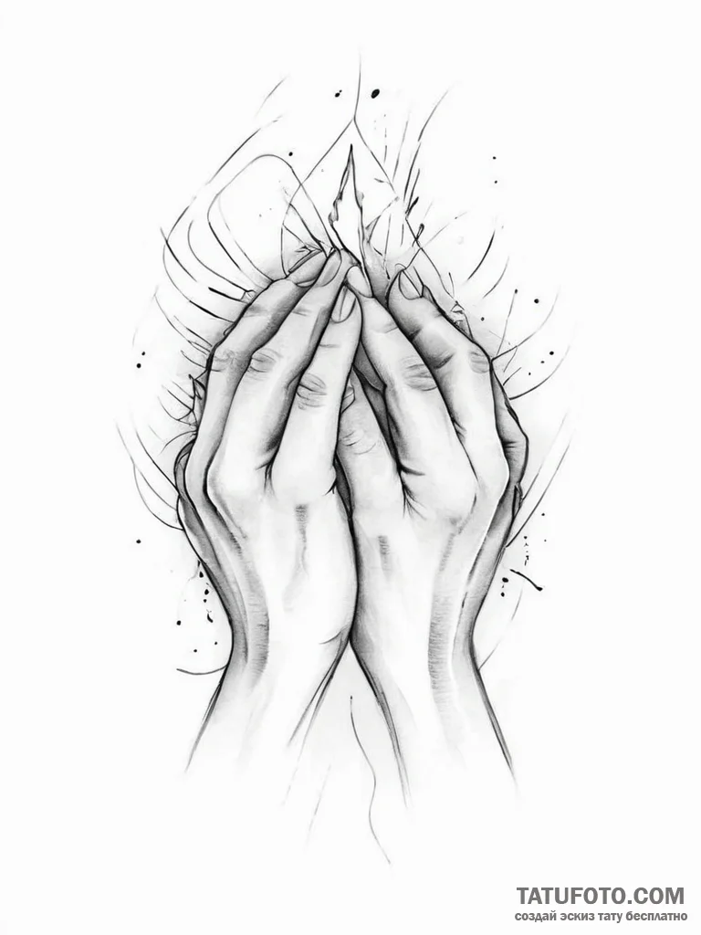 Tattoo sketch hands with a document - эскиз тату (№1756715304_0, 01.09.2025 08:28) — Tatufoto.com