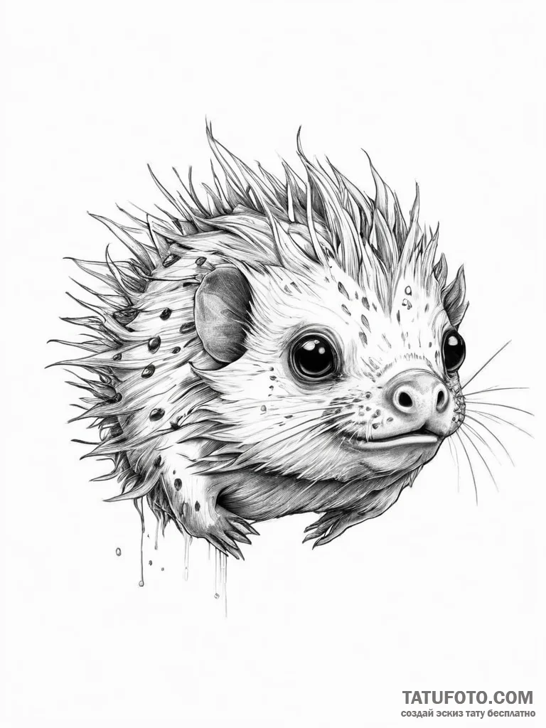 Tattoo sketch porcupinefish - эскиз тату (№1756716487_0, 01.09.2025 08:48) — Tatufoto.com