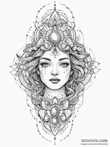 Tattoo sketch cosmic creation, ink illustrati... - эскиз тату (№1756716686_0, 01.09.2025 08:51) — Tatufoto.com