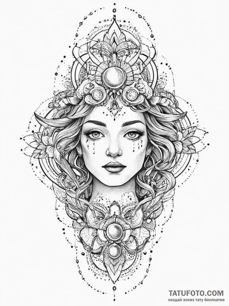 Tattoo sketch cosmic creation, ink illustrati... - эскиз тату (№1756716686_0, 01.09.2025 08:51) — Tatufoto.com