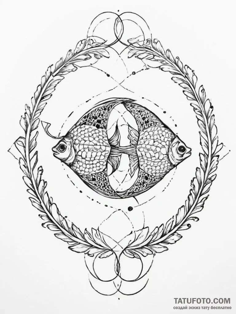Tattoo sketch vesica piscis with a fish - эскиз тату (№1756716884_0, 01.09.2025 08:54) — Tatufoto.com