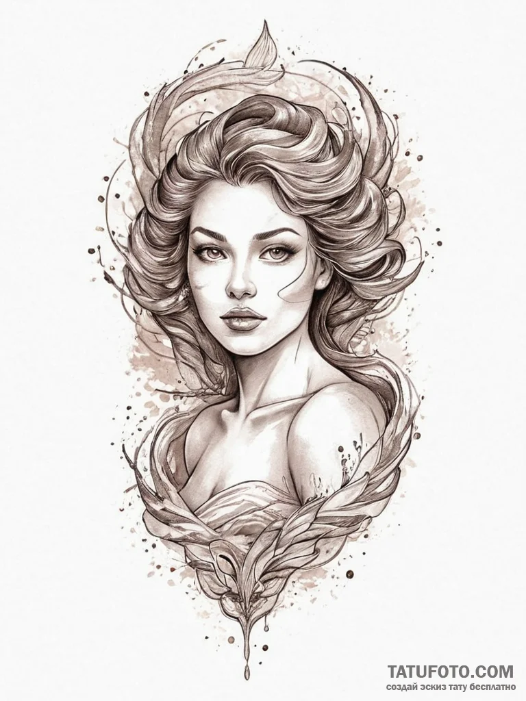 Tattoo sketch siren, concept art for tattoo,... - эскиз тату (№1756718899_0, 01.09.2025 09:28) — Tatufoto.com