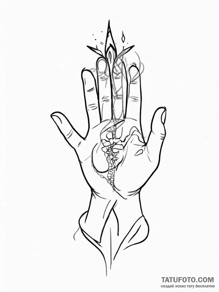 Tattoo sketch hands with a prince, ink illust... - эскиз тату (№1756719678_0, 01.09.2025 09:41) — Tatufoto.com