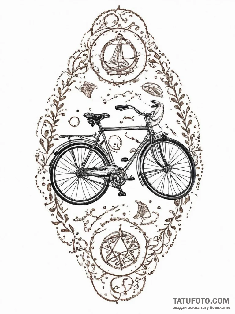 Tattoo sketch cycling bicycle silhouette, tat... - эскиз тату (№1756719874_0, 01.09.2025 09:44) — Tatufoto.com