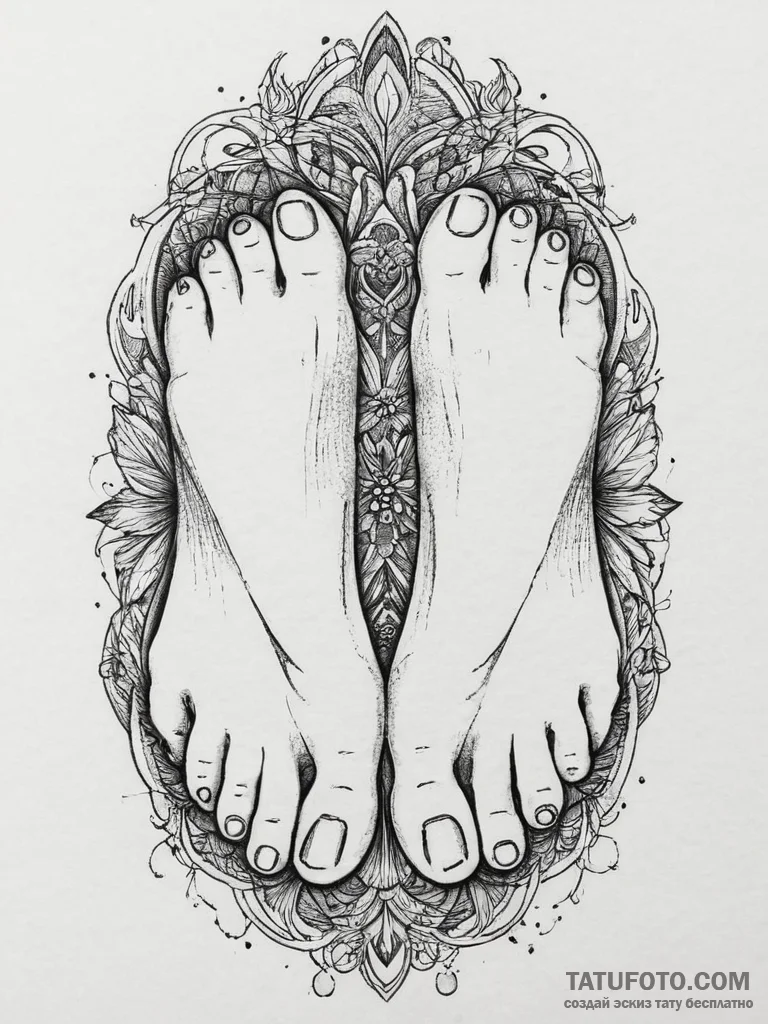 Tattoo sketch foot, ink illustration for tatt... - эскиз тату (№1756721053_0, 01.09.2025 10:04) — Tatufoto.com