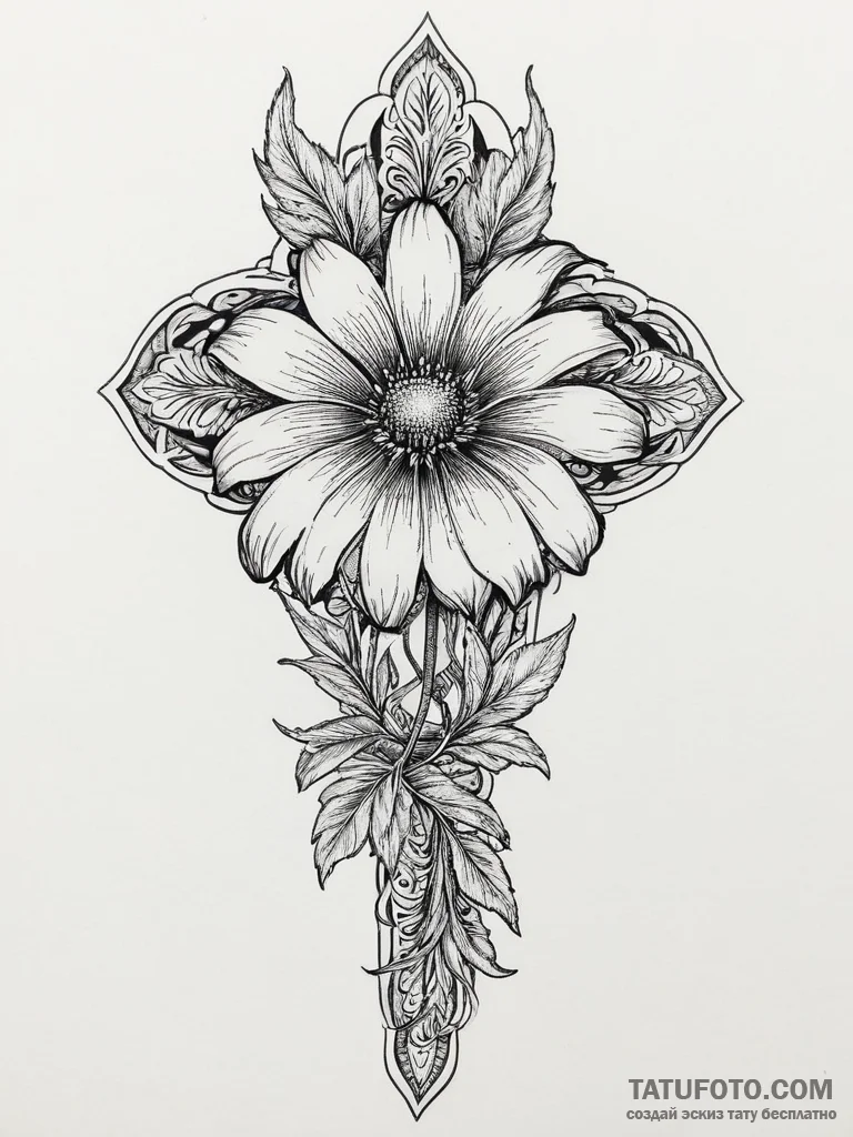 Tattoo sketch coneflower, tattoo flash sheet... - эскиз тату (№1756721251_0, 01.09.2025 10:07) — Tatufoto.com