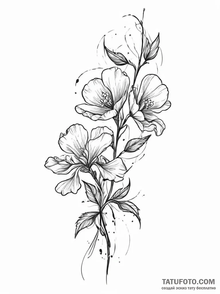 Tattoo sketch sweet pea flower, ink illustrat... - эскиз тату (№1756722864_0, 01.09.2025 10:34) — Tatufoto.com