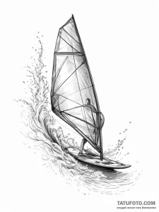 Tattoo sketch windsurfing on a wave, ink illu... - эскиз тату (№1756723056_0, 01.09.2025 10:37) — Tatufoto.com