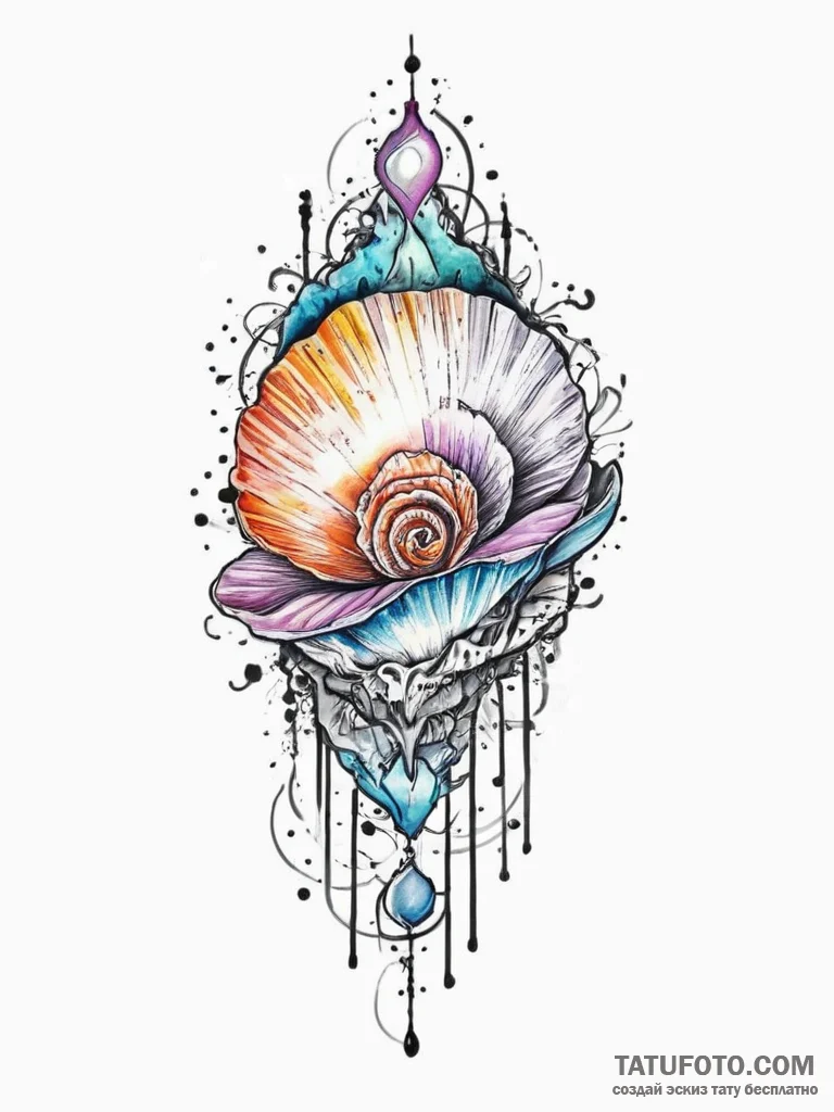 Tattoo sketch shell, tattoo flash sheet desig... - эскиз тату (№1756723641_0, 01.09.2025 10:47) — Tatufoto.com