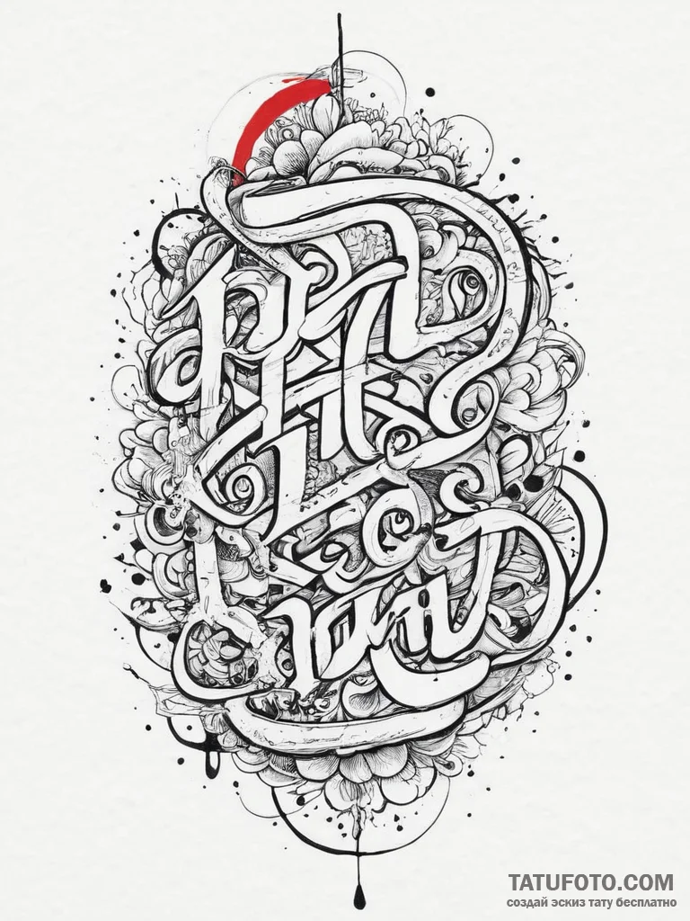 Tattoo sketch calligraphy stylized lettering,... - эскиз тату (№1756723837_0, 01.09.2025 10:50) — Tatufoto.com
