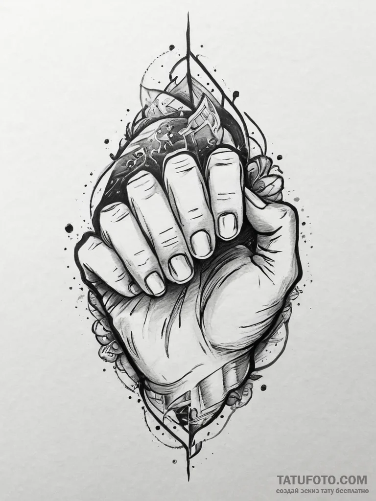 Tattoo sketch hands with a document, tattoo f... - эскиз тату (№1756724048_0, 01.09.2025 10:54) — Tatufoto.com