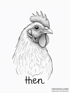 Tattoo sketch puns a hen that says "i'm a hen... - эскиз тату (№1756724838_0, 01.09.2025 11:07) — Tatufoto.com