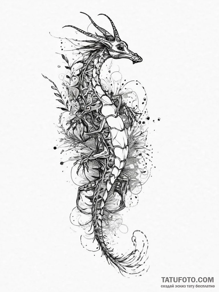 Tattoo sketch weedy seadragon, artistic tatto... - эскиз тату (№1756725033_0, 01.09.2025 11:10) — Tatufoto.com