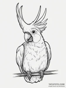 Tattoo sketch puns a cockatoo that says "i'm... - эскиз тату (№1756725245_0, 01.09.2025 11:14) — Tatufoto.com