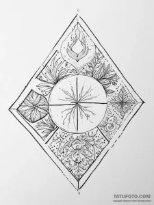 Tattoo sketch four elements in a square - эскиз тату (№1756727008_0, 01.09.2025 11:43) — Tatufoto.com
