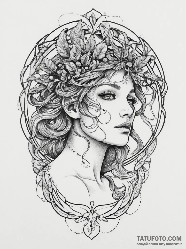 Tattoo sketch dryad, artistic tattoo sketch,... - эскиз тату (№1756729010_0, 01.09.2025 12:16) — Tatufoto.com