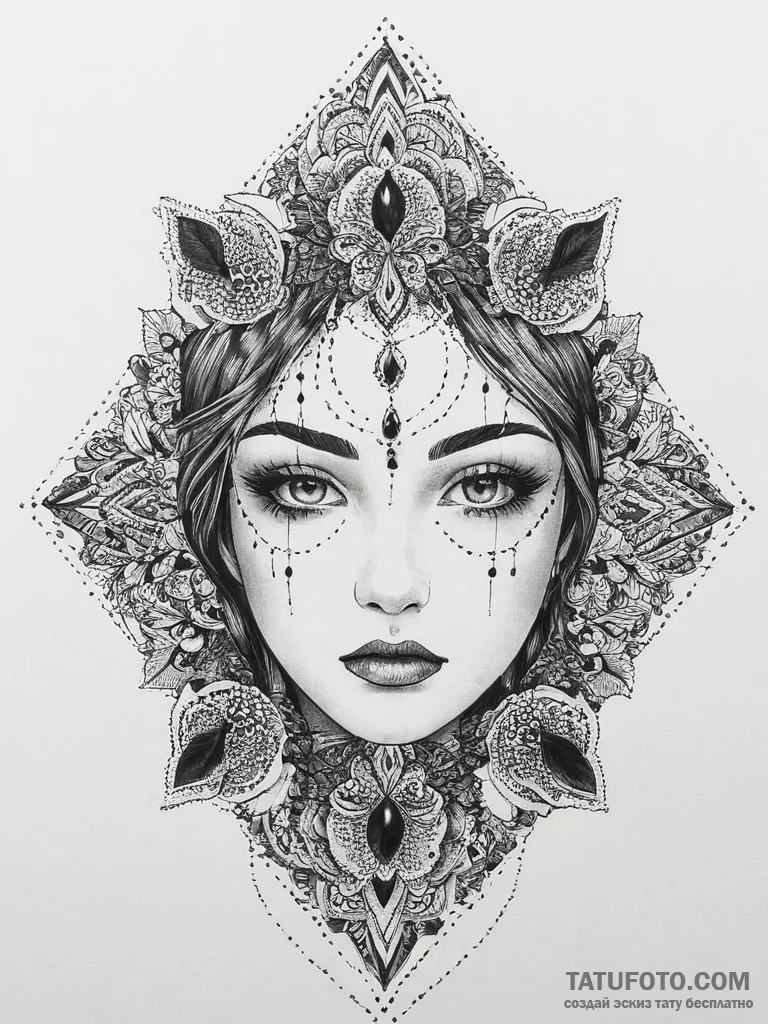 Tattoo sketch divine scene, concept art for t... - эскиз тату (№1756730229_0, 01.09.2025 12:37) — Tatufoto.com