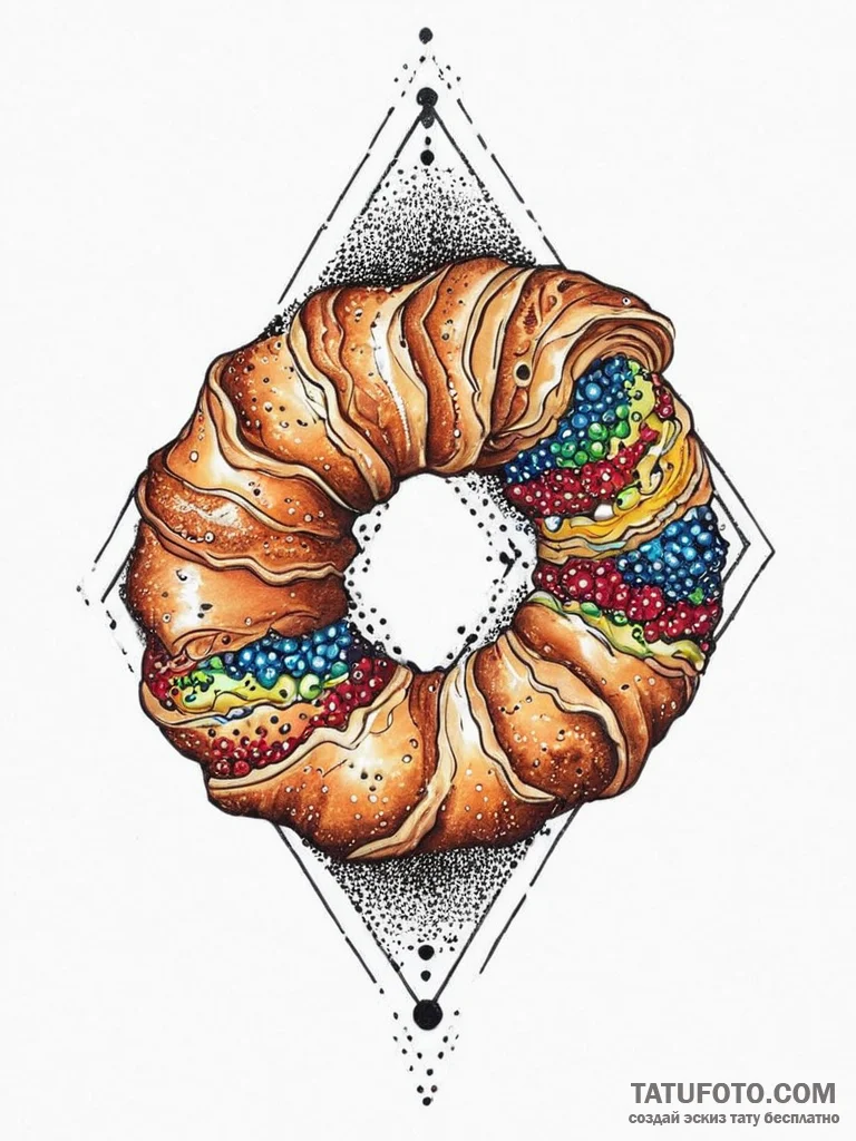 Tattoo sketch baker croissant, concept art fo... - эскиз тату (№1756730430_0, 01.09.2025 12:40) — Tatufoto.com