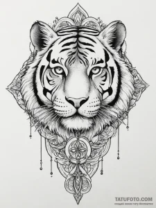 Tattoo sketch абстрактный тигр, artistic tatt... - эскиз тату (№1756731042_0, 01.09.2025 12:50) — Tatufoto.com