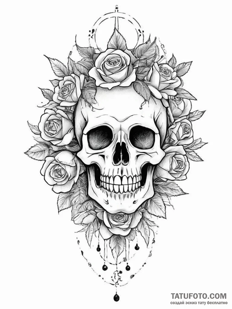 Tattoo sketch flower crown tattoo, concept ar... - эскиз тату (№1756733010_0, 01.09.2025 13:23) — Tatufoto.com