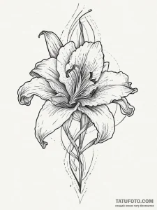 Tattoo sketch stargazer lily, artistic tattoo... - эскиз тату (№1756733824_0, 01.09.2025 13:37) — Tatufoto.com