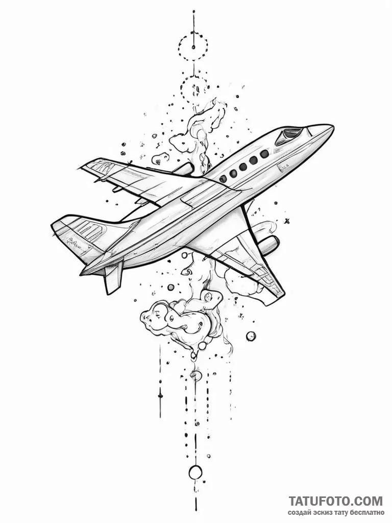 Tattoo sketch cosmic plane - эскиз тату (№1756734210_0, 01.09.2025 13:43) — Tatufoto.com