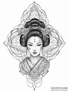 Tattoo sketch japanese geisha, concept art fo... - эскиз тату (№1756736376_0, 01.09.2025 14:19) — Tatufoto.com