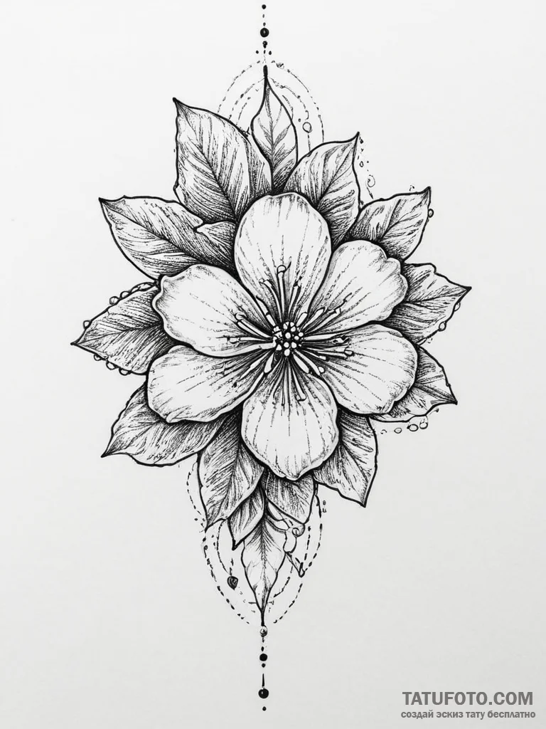 Tattoo sketch orange blossom, ink illustratio... - эскиз тату (№1756737165_0, 01.09.2025 14:32) — Tatufoto.com