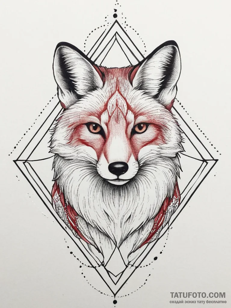 Tattoo sketch geometric fox, artistic tattoo... - эскиз тату (№1756737363_0, 01.09.2025 14:36) — Tatufoto.com