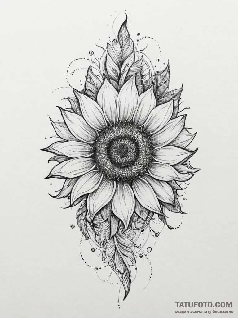 Tattoo sketch узор в виде подсолнуха, artisti... - эскиз тату (№1756739139_0, 01.09.2025 15:05) — Tatufoto.com