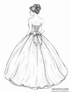 Tattoo sketch ball gown with a quote - эскиз тату (№1756739335_0, 01.09.2025 15:08) — Tatufoto.com