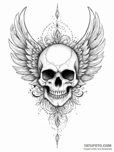 Tattoo sketch узор в виде черепа с крыльями - эскиз тату (№1756739730_0, 01.09.2025 15:15) — Tatufoto.com