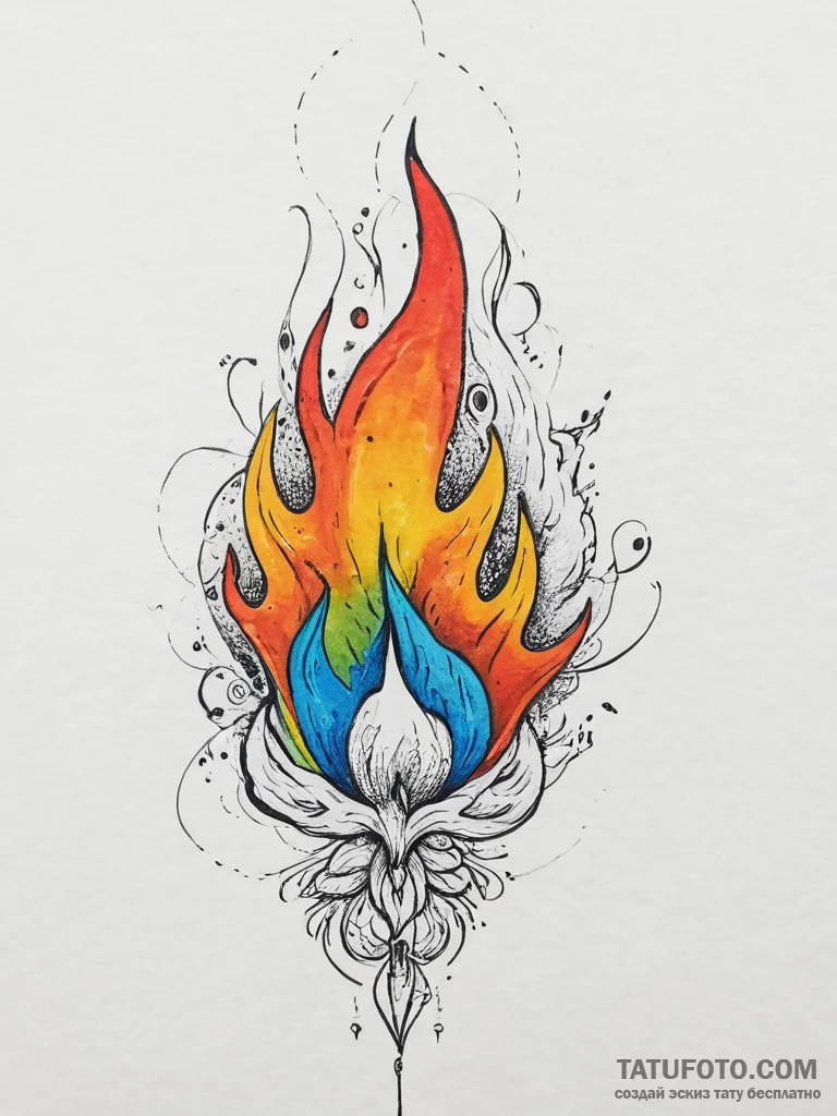 Tattoo sketch fire, concept art for tattoo, f... - эскиз тату (№1756739926_0, 01.09.2025 15:18) — Tatufoto.com
